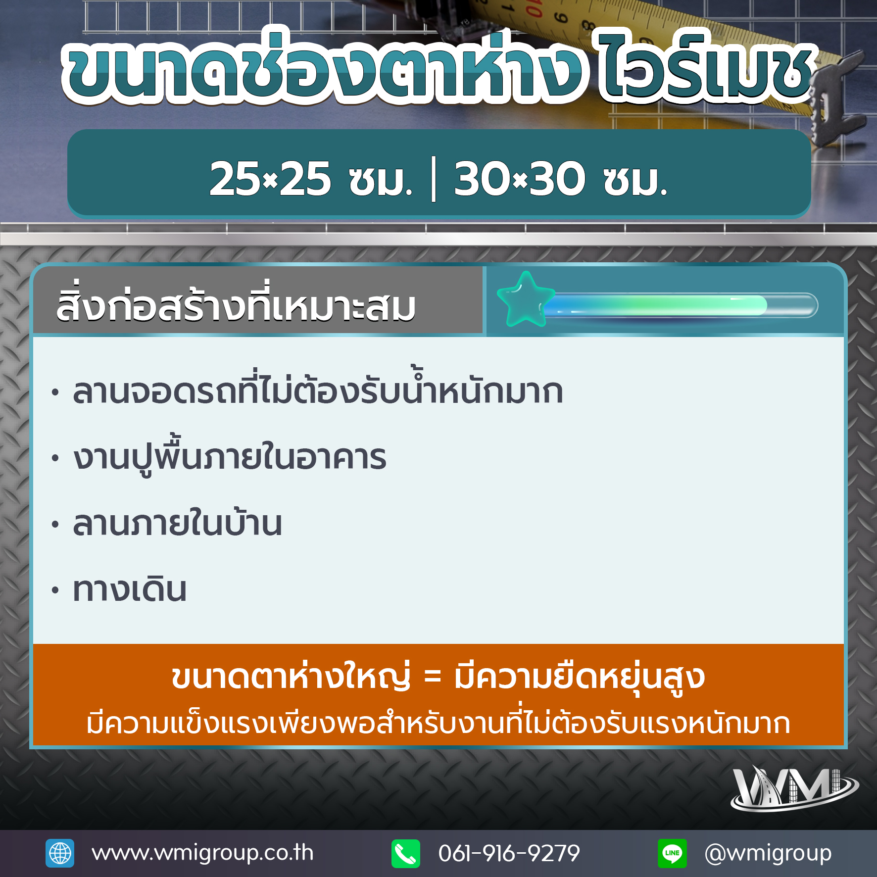 ขนาดช่องตาห่างไวร์เมชตาห่างใหญ่